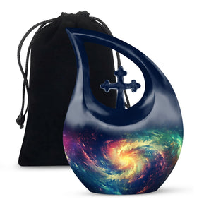The Cosmic Dance - Galaxy Urn Large Teardrop, Heart Urn For Ashes