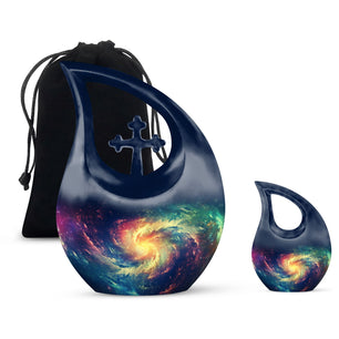 The Cosmic Dance - Galaxy Urn Large Teardrop, Heart Urn For Ashes