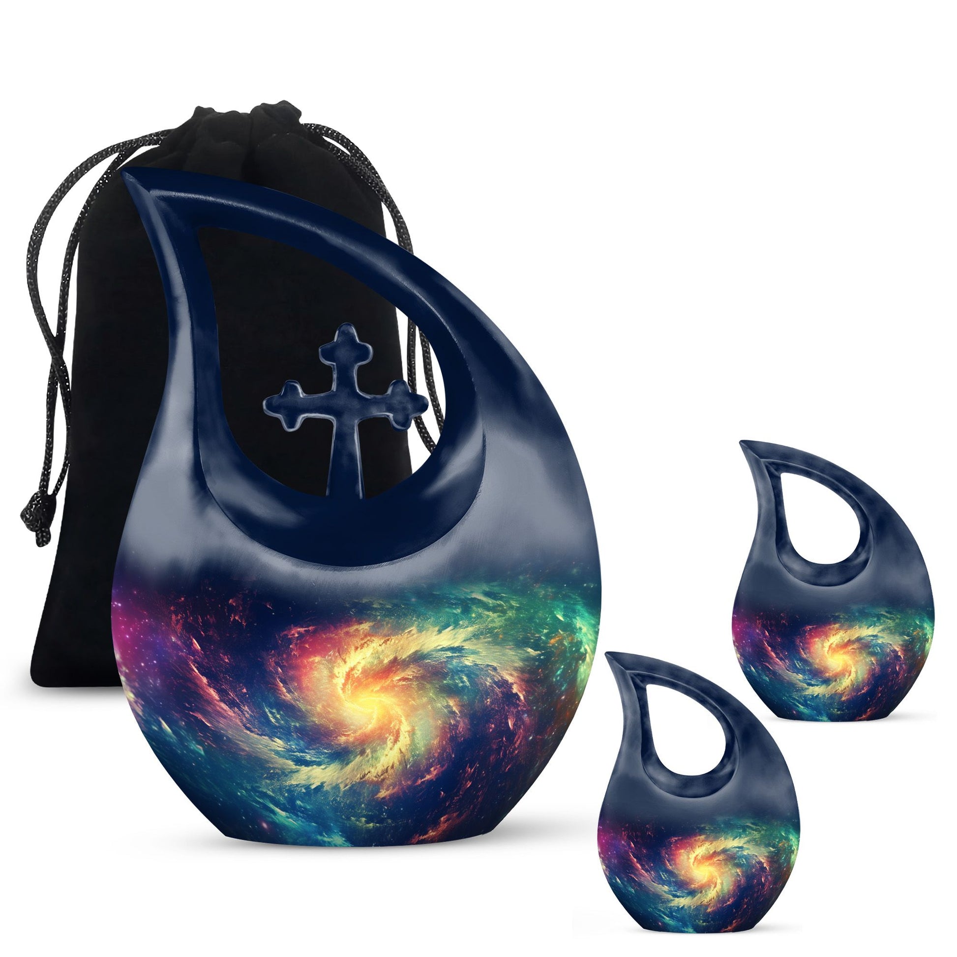 The Cosmic Dance - Galaxy Urn Large Teardrop, Heart Urn For Ashes