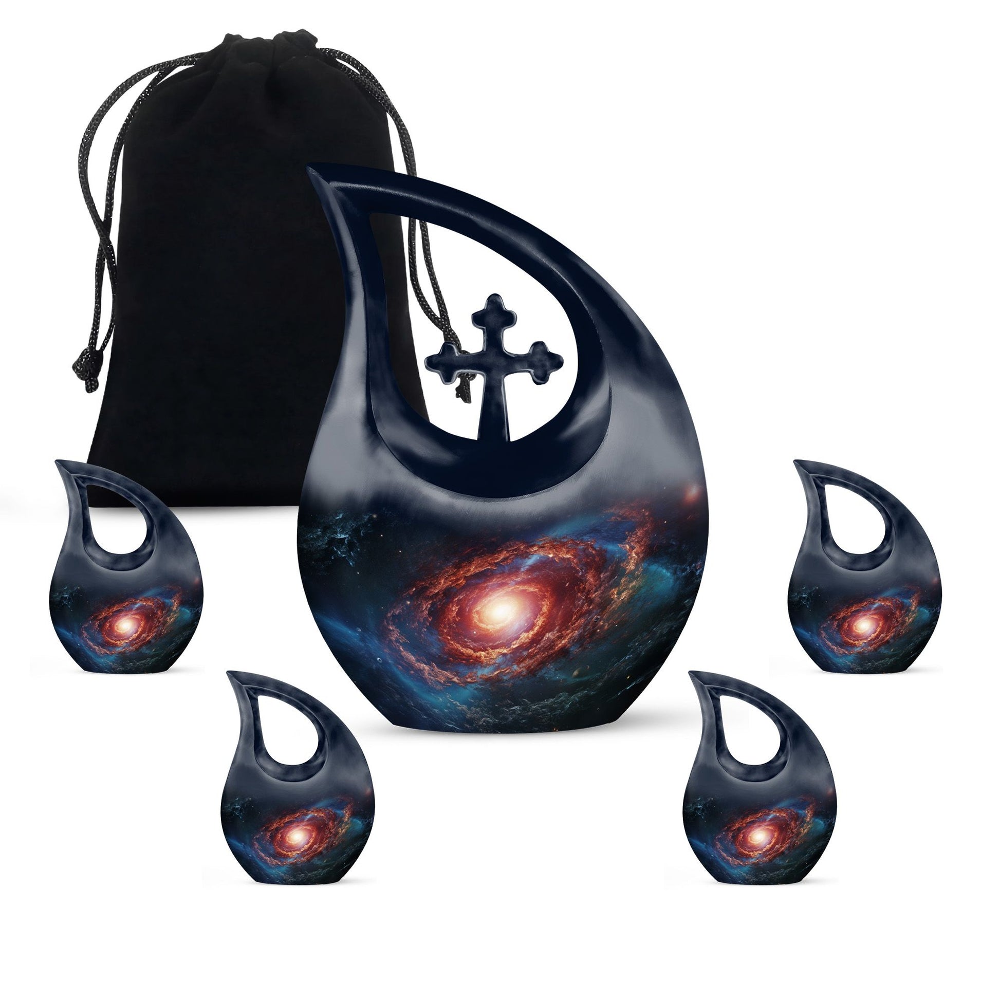 Stars In The Galactic Nexus - Galaxy Urn Teardrop, Heart Cremation Urn