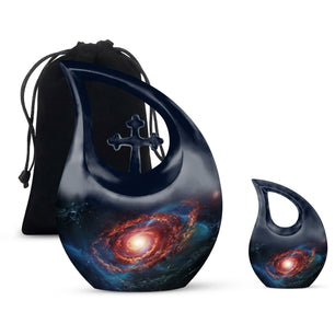 Stars In The Galactic Nexus - Galaxy Urn Teardrop, Heart Cremation Urn
