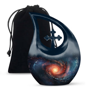 Spiral Cosmos - Galaxy Urn Teardrop, Heart Cremation Urn