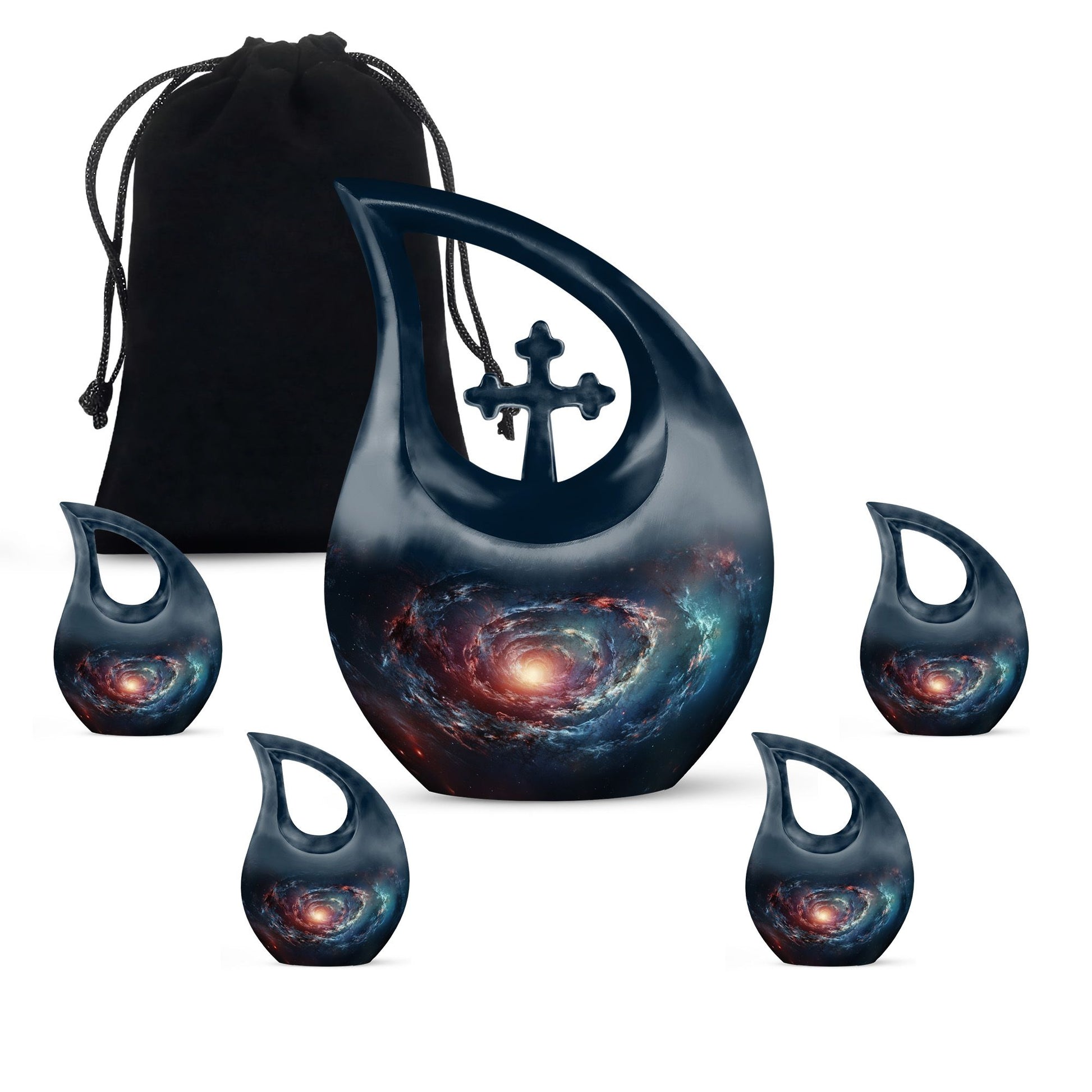 Spin Of Starry Skies - Galaxy Urn Large Teardrop, Heart Urn For Ashes
