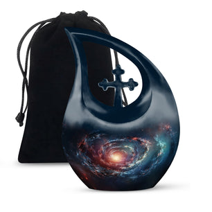 Spin Of Starry Skies - Galaxy Urn Large Teardrop, Heart Urn For Ashes
