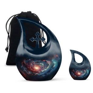 Spin Of Starry Skies - Galaxy Urn Large Teardrop, Heart Urn For Ashes