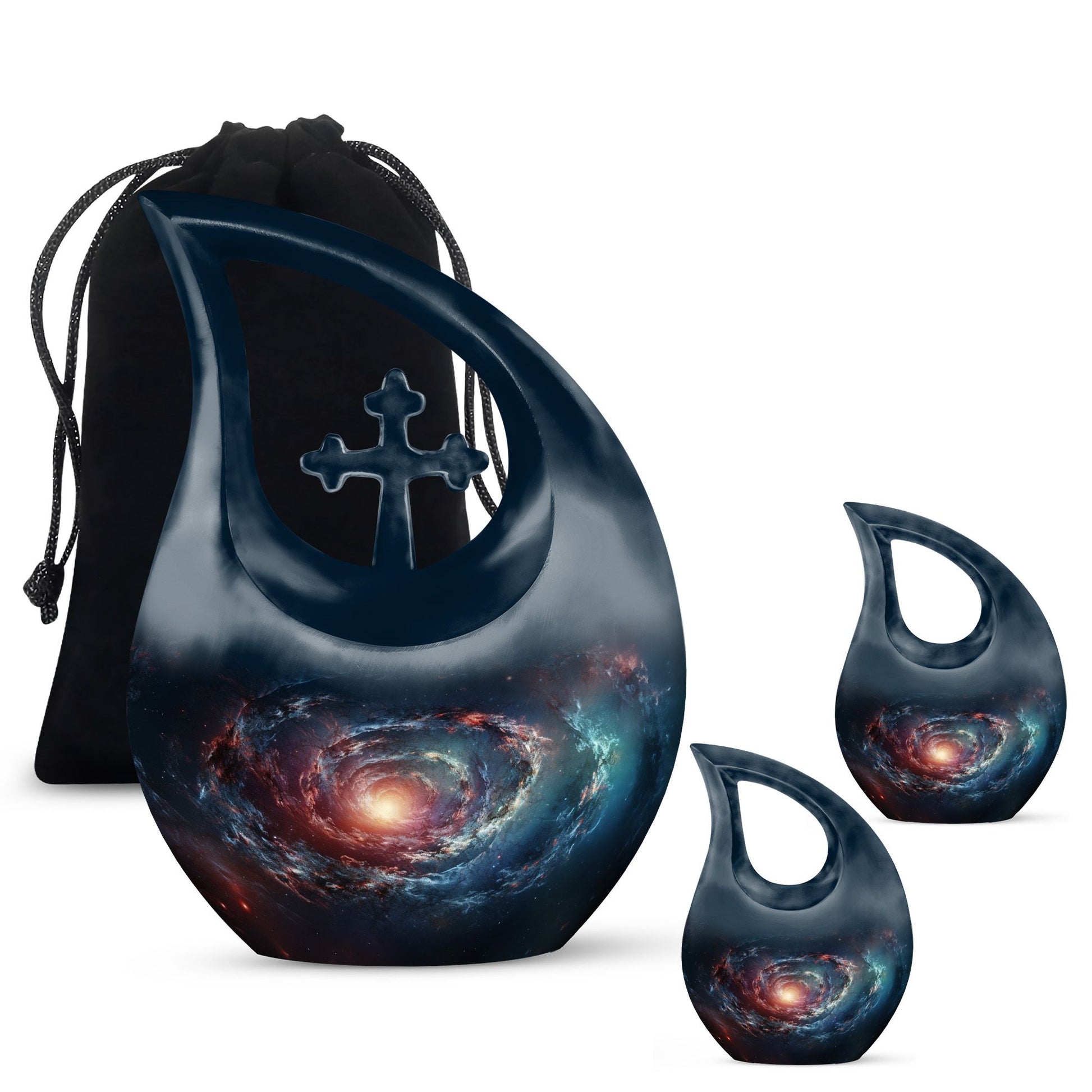 Spin Of Starry Skies - Galaxy Urn Large Teardrop, Heart Urn For Ashes