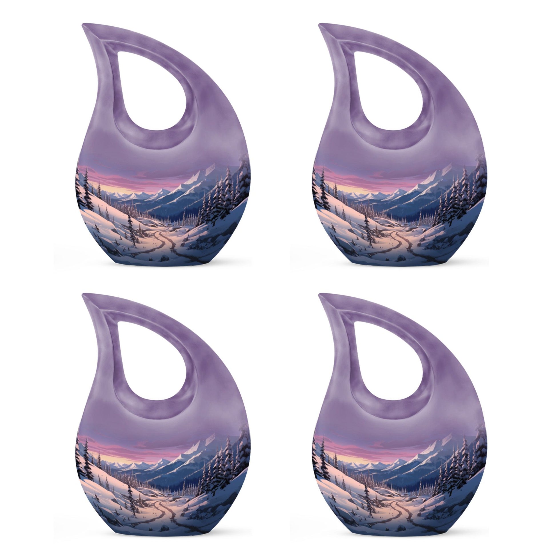Winter's Graceful Slumber - Northern Lights Teardrop, Heart Shape Urn