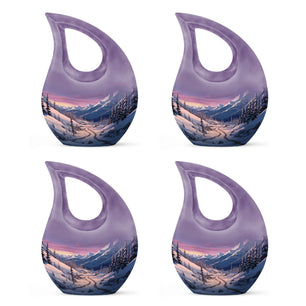 Winter's Graceful Slumber - Northern Lights Teardrop, Heart Shape Urn