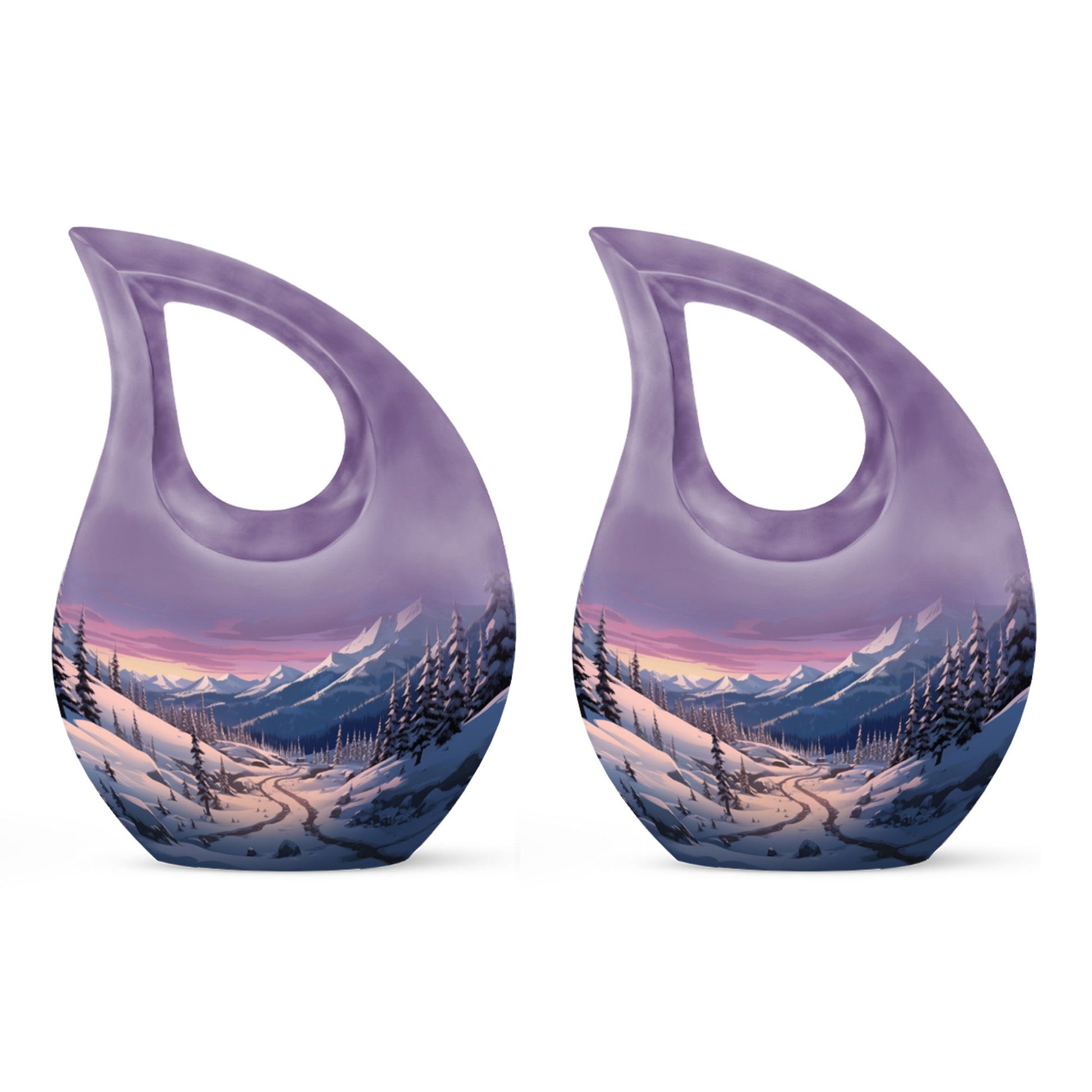 Winter's Graceful Slumber - Northern Lights Teardrop, Heart Shape Urn