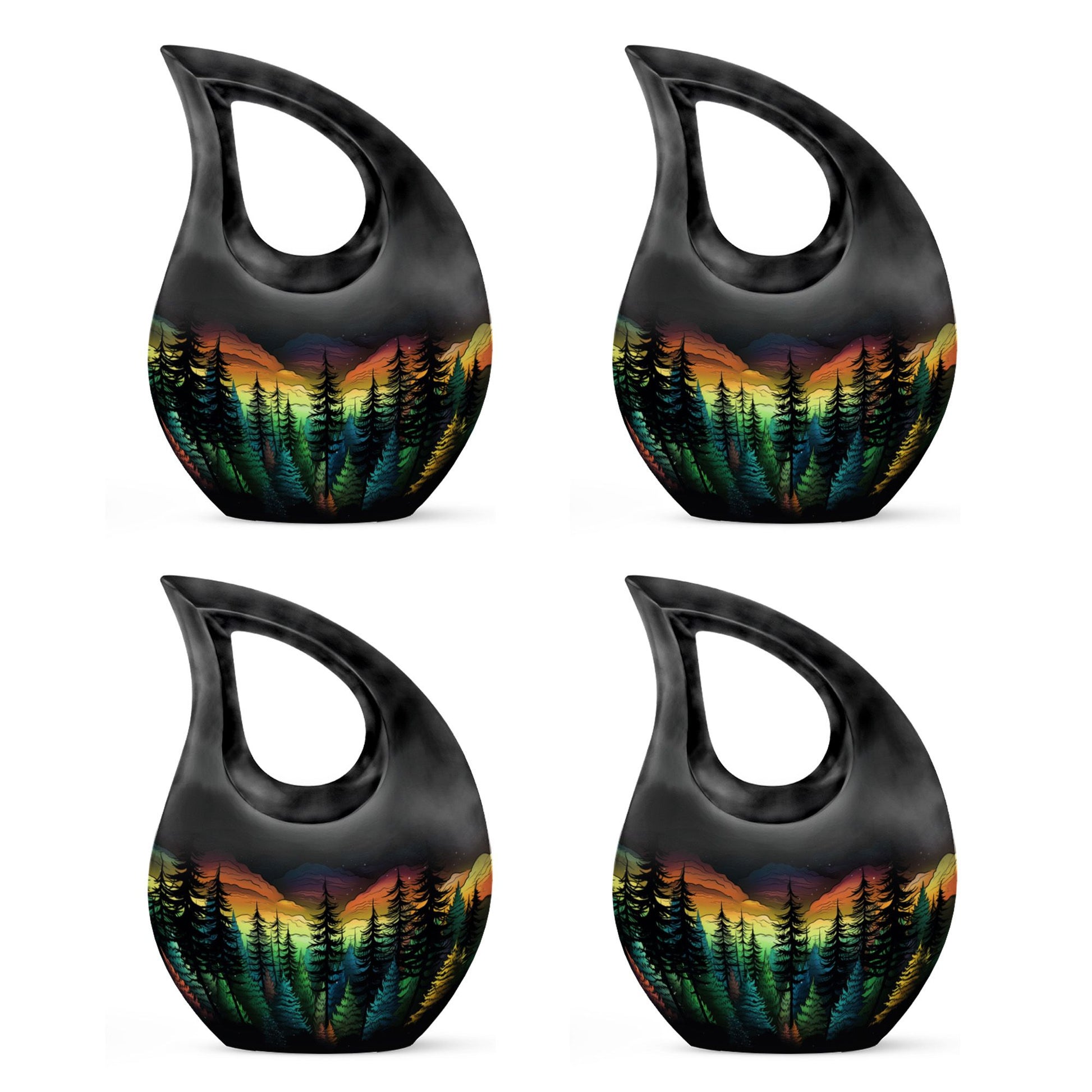 The Forest's Hues - Northern Light Large Teardrop, Heart Urn For Ashes