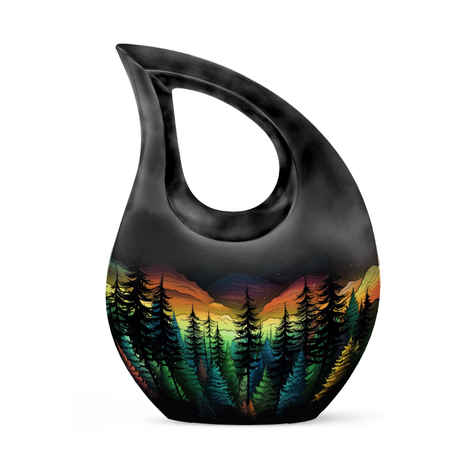 The Forest's Hues - Northern Light Large Teardrop, Heart Urn For Ashes