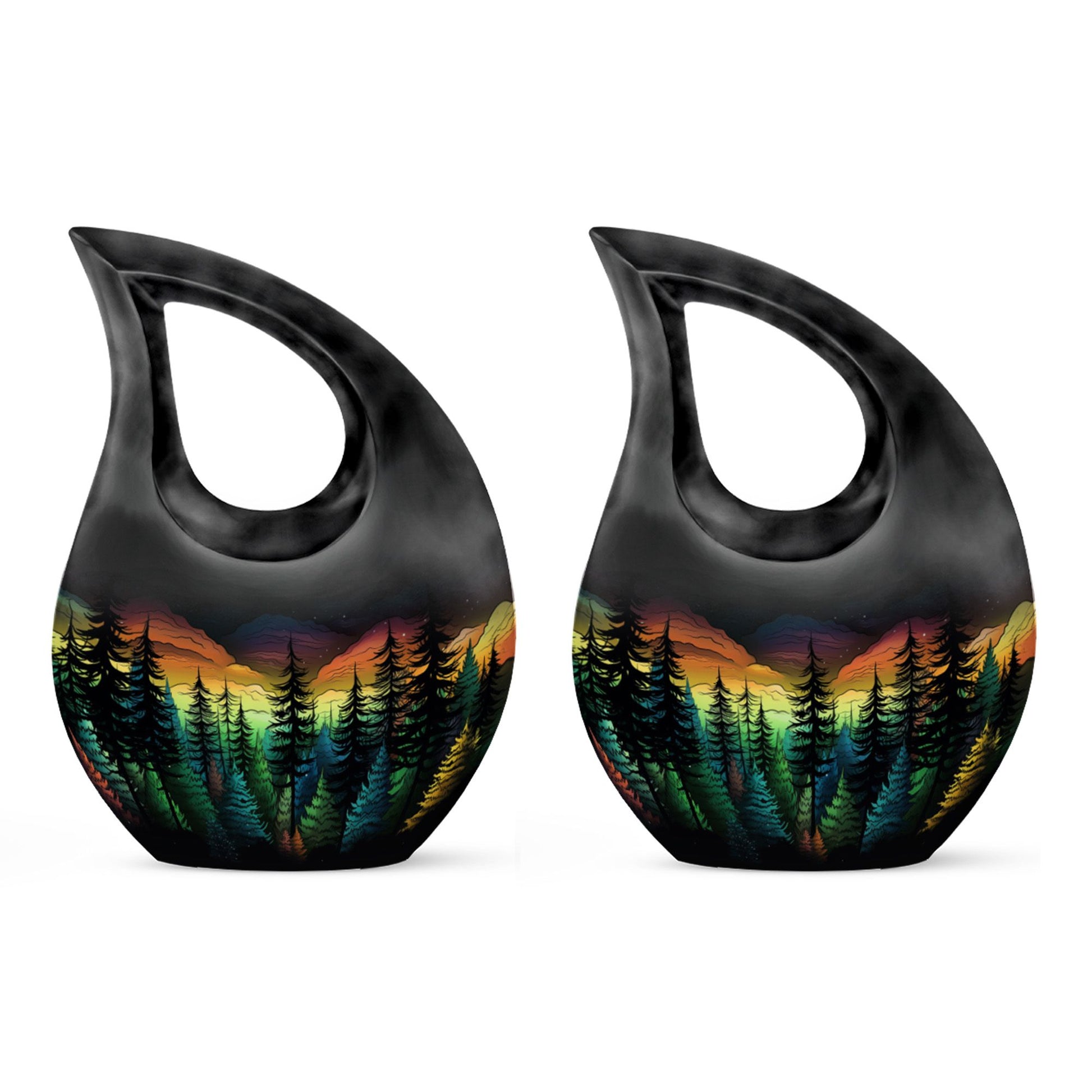 The Forest's Hues - Northern Light Large Teardrop, Heart Urn For Ashes