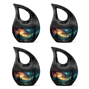 Enchanted Forest - Northern Lights Large Teardrop, Heart Urn For Ashes