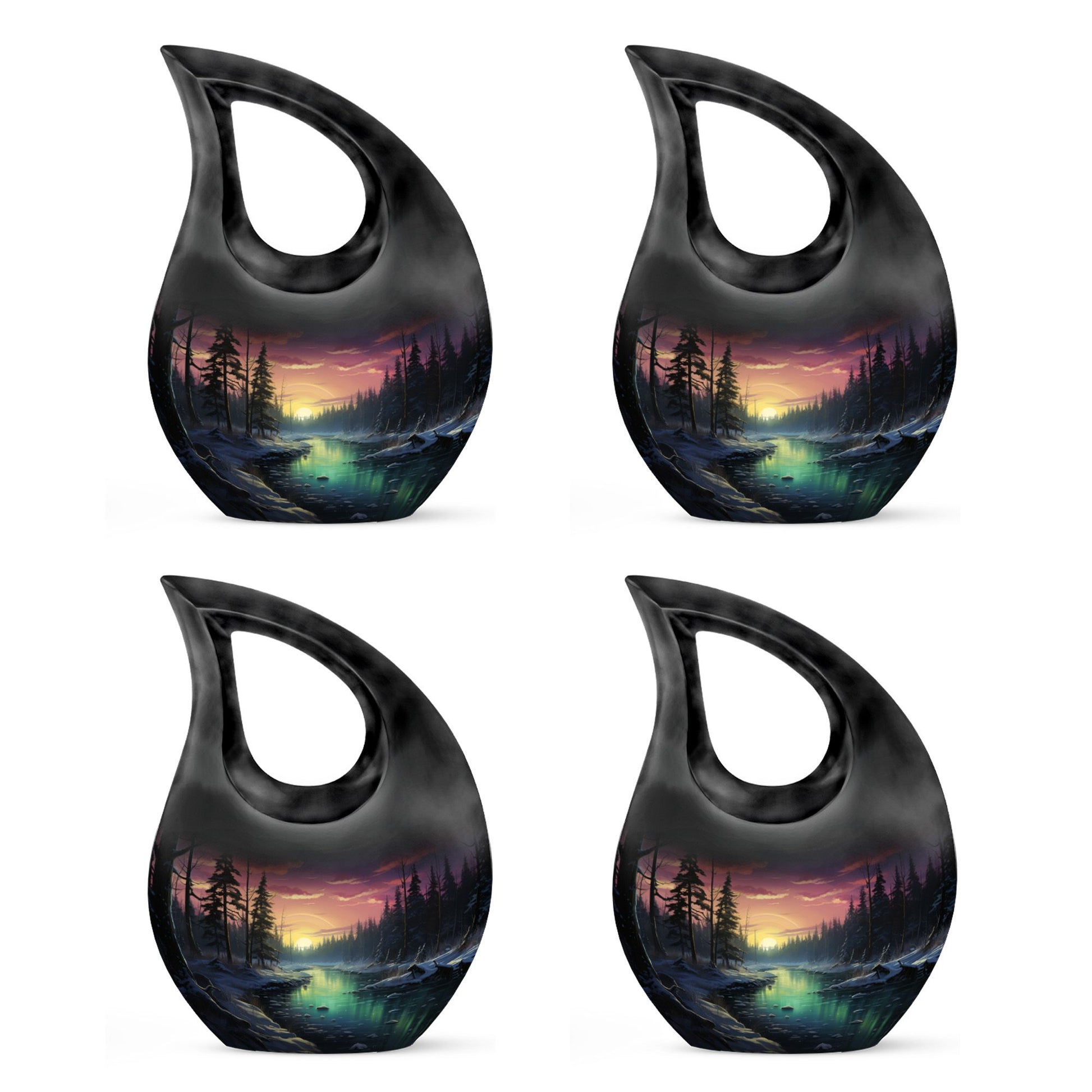 Glow On A Frozen Creek - Northern Lights Teardro Urn For Ashes