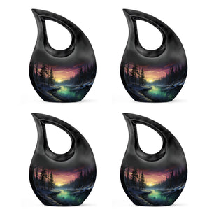 Glow On A Frozen Creek - Northern Lights Teardro Urn For Ashes