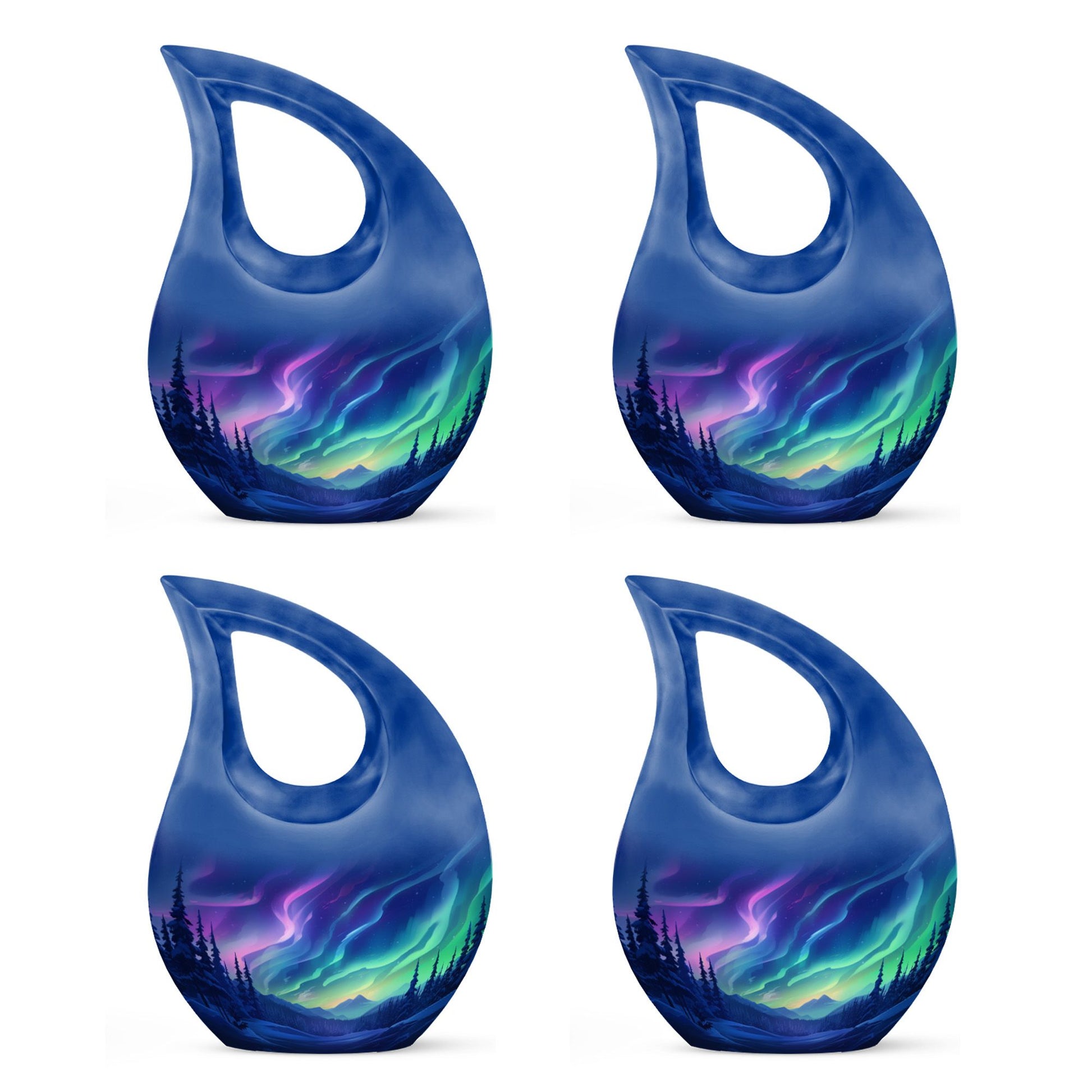 Aurora Borealis - Northern Lights Teardrop, Heart Shape Urn