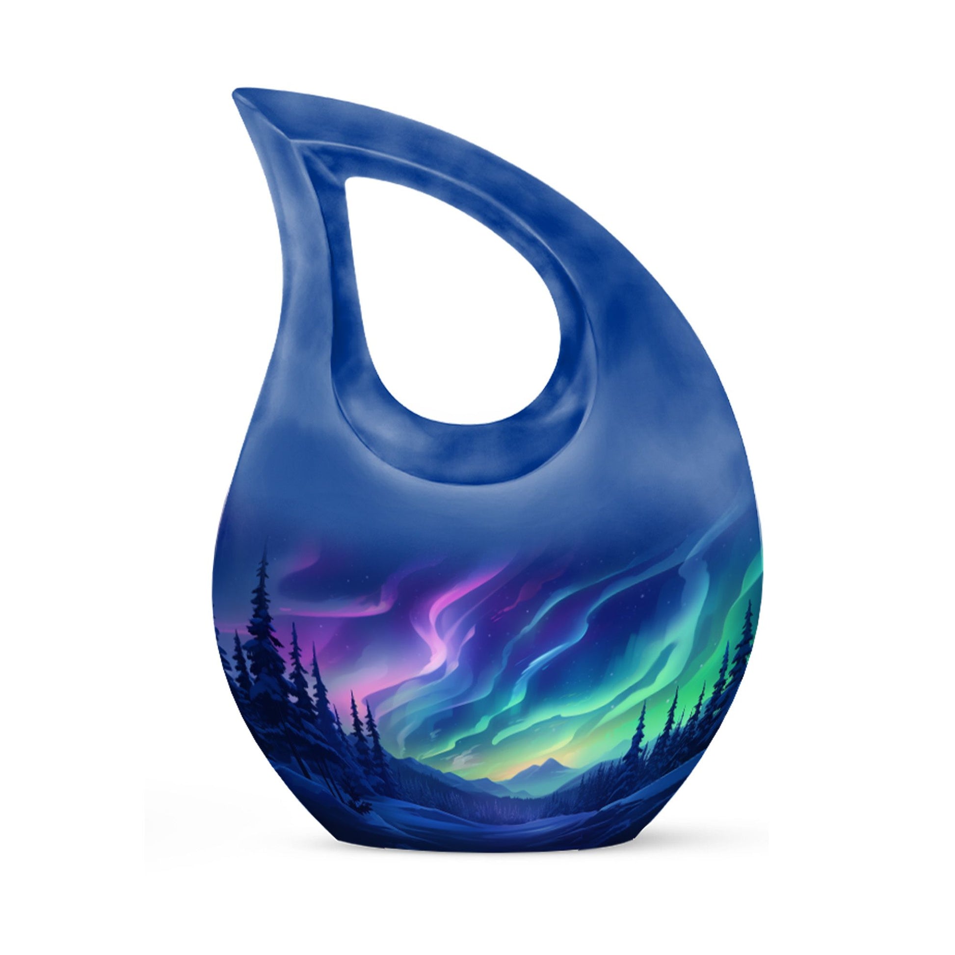 Aurora Borealis - Northern Lights Teardrop, Heart Shape Urn