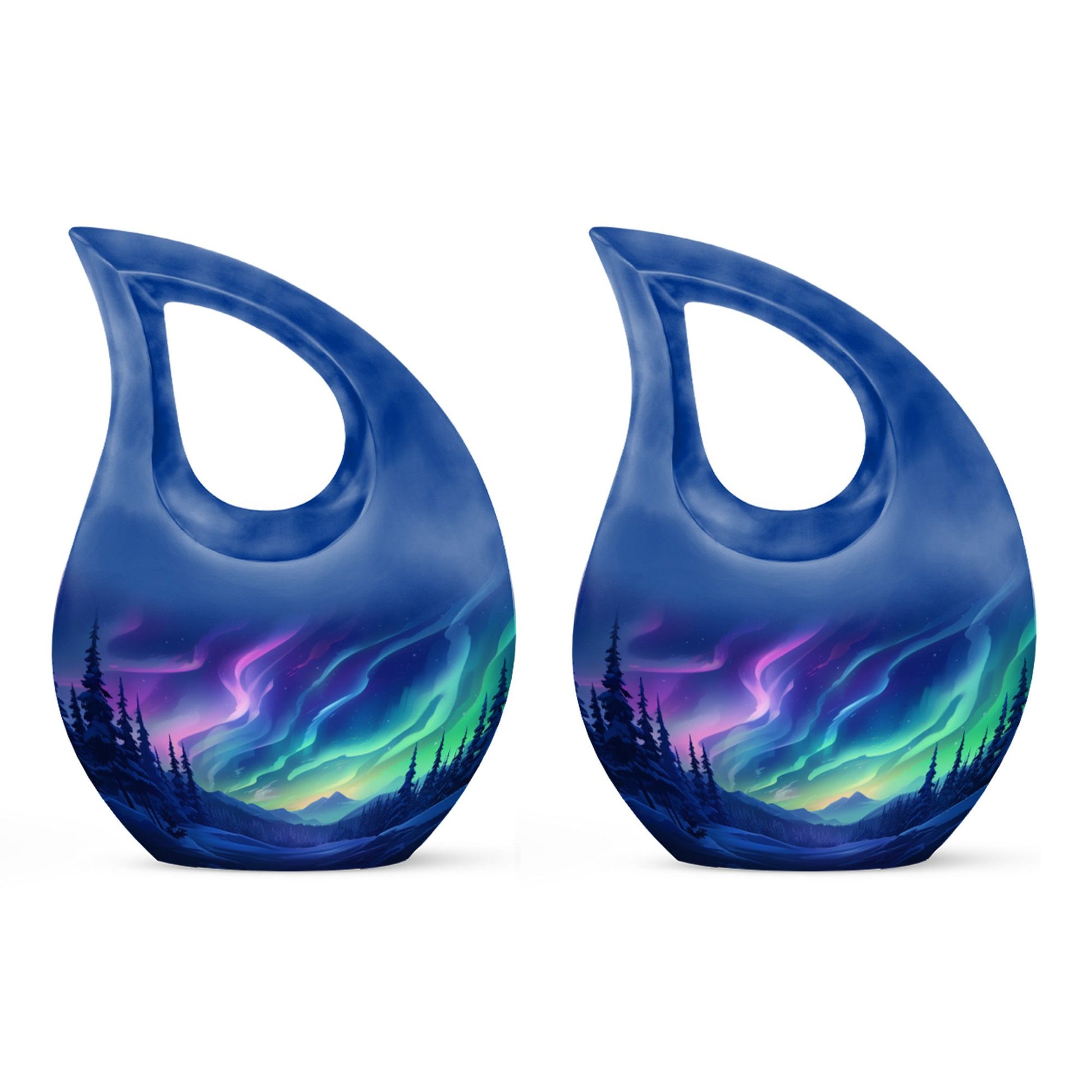 Aurora Borealis - Northern Lights Teardrop, Heart Shape Urn