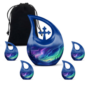 Aurora Borealis - Northern Lights Teardrop, Heart Shape Urn