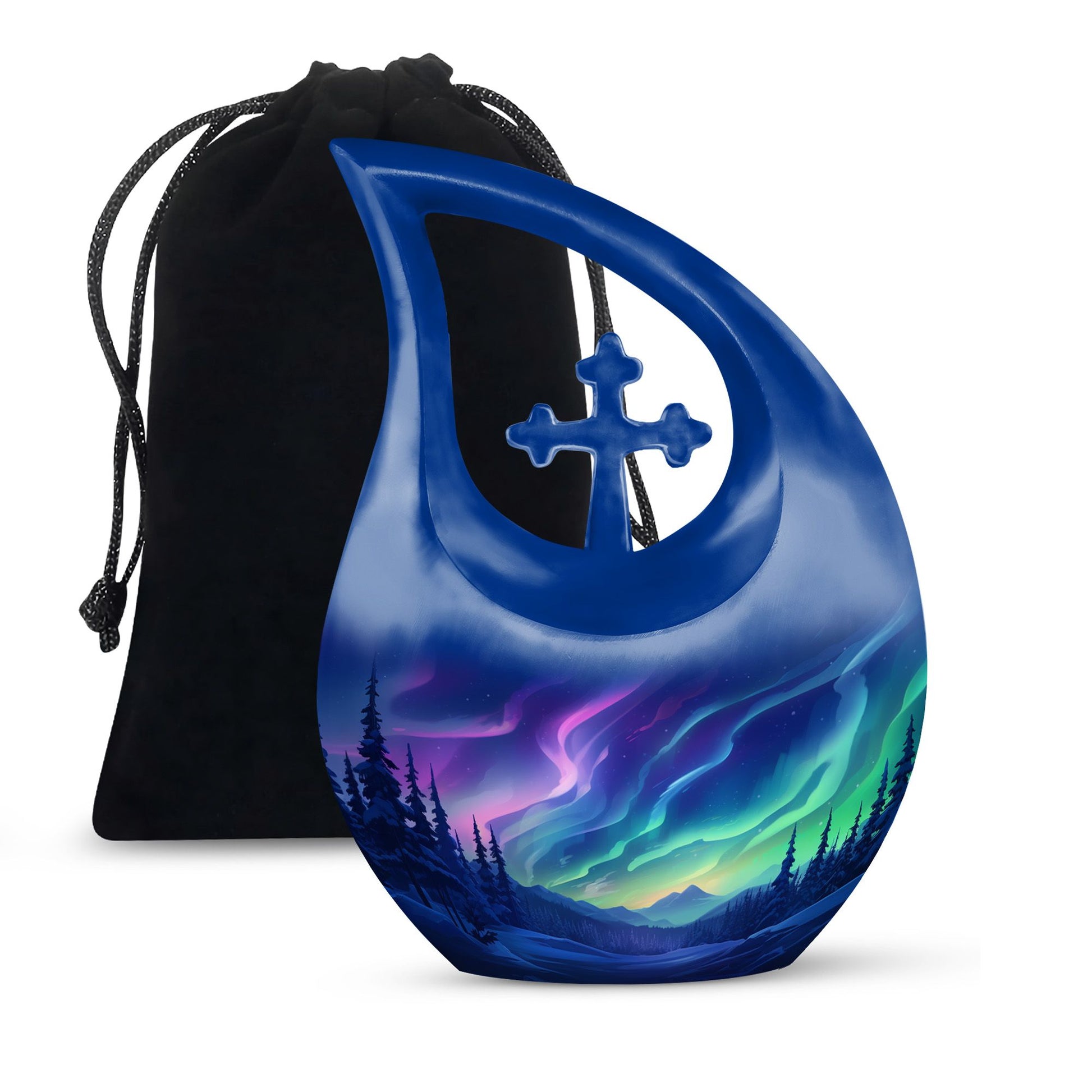 Aurora Borealis - Northern Lights Teardrop, Heart Shape Urn