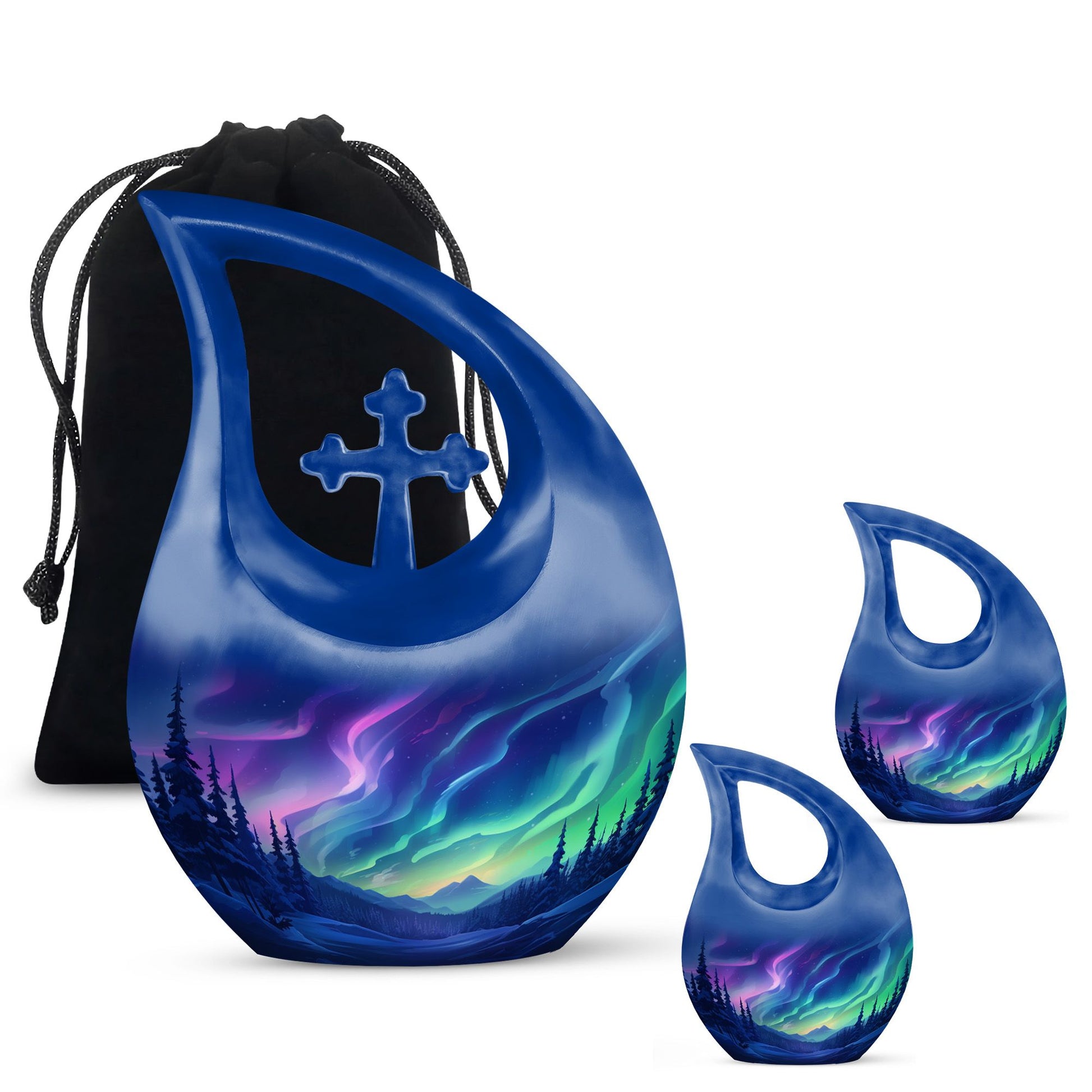 Aurora Borealis - Northern Lights Teardrop, Heart Shape Urn