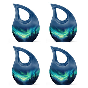 Enchanted Night Skies - Northern Lights Teardrop, Heart Cremation Urn
