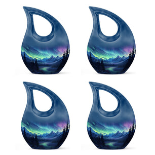 Mountain Lake - Northern Lights Teardrop, Heart Shape Urn