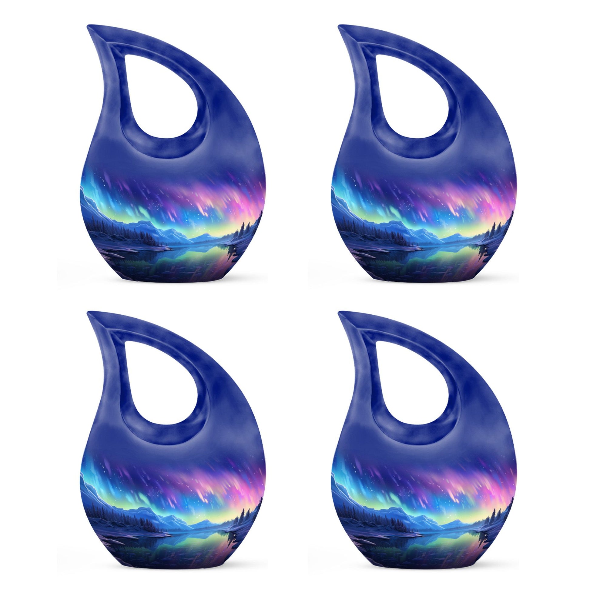 Mountain - Northern Lights Teardrop, Heart Cremation Urn