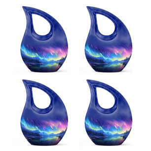 Mountain - Northern Lights Teardrop, Heart Cremation Urn