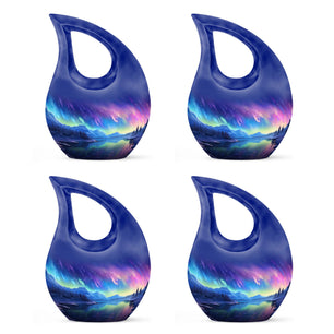 Mountain - Northern Lights Teardrop, Heart Cremation Urn