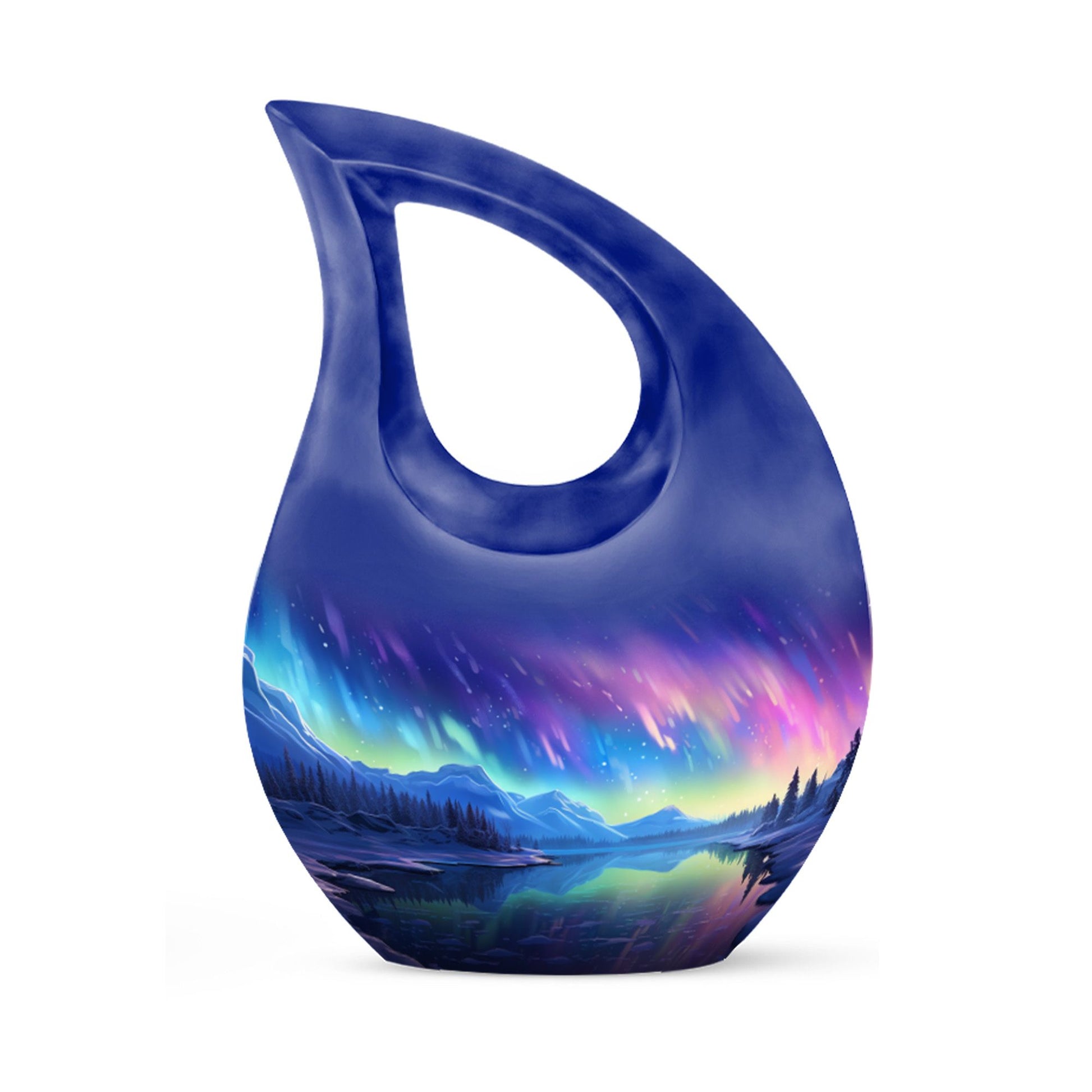 Mountain - Northern Lights Teardrop, Heart Cremation Urn