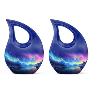 Mountain - Northern Lights Teardrop, Heart Cremation Urn