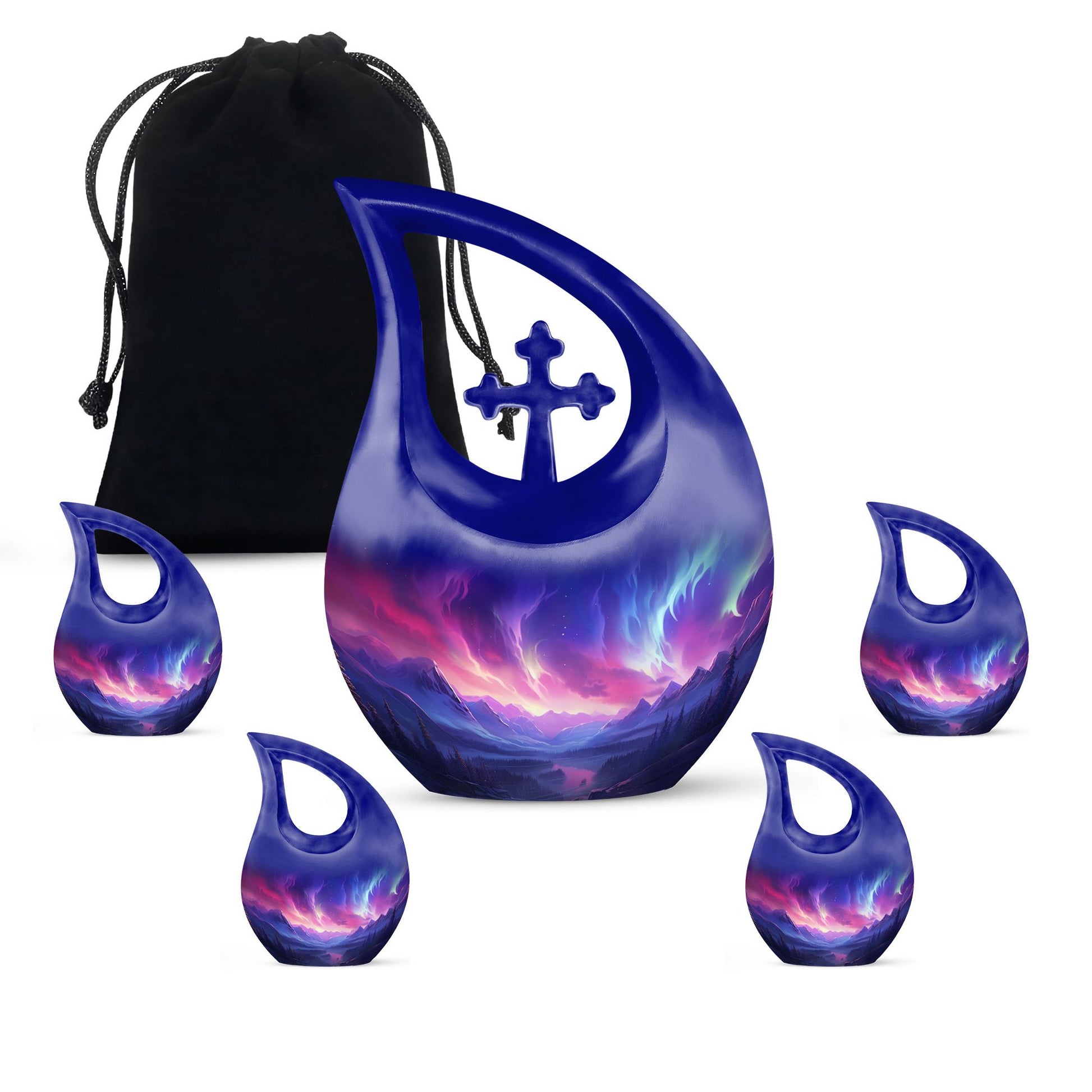 Twilight Northern Lights - Northern Lights Teardrop, Heart Urn