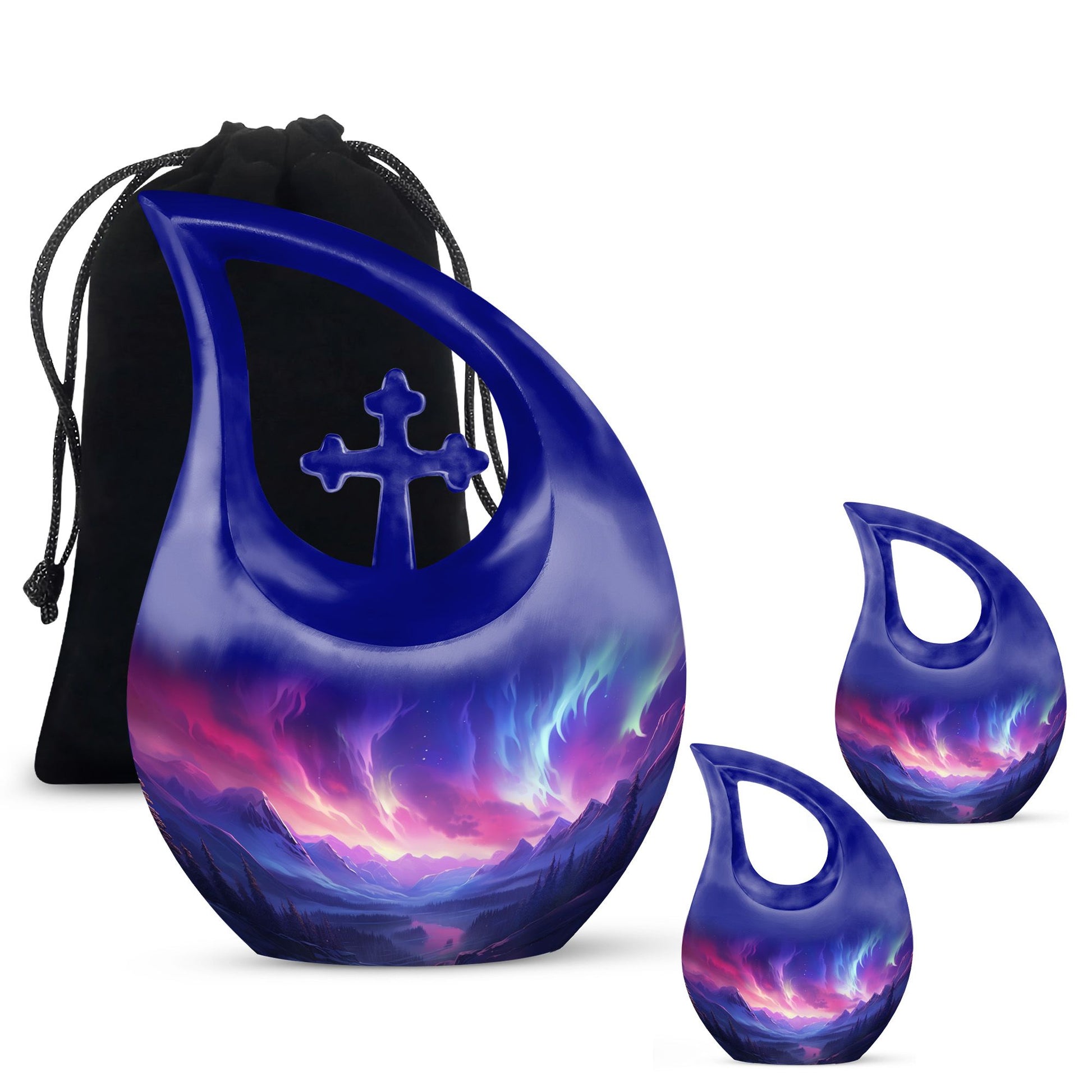 Twilight Northern Lights - Northern Lights Teardrop, Heart Urn