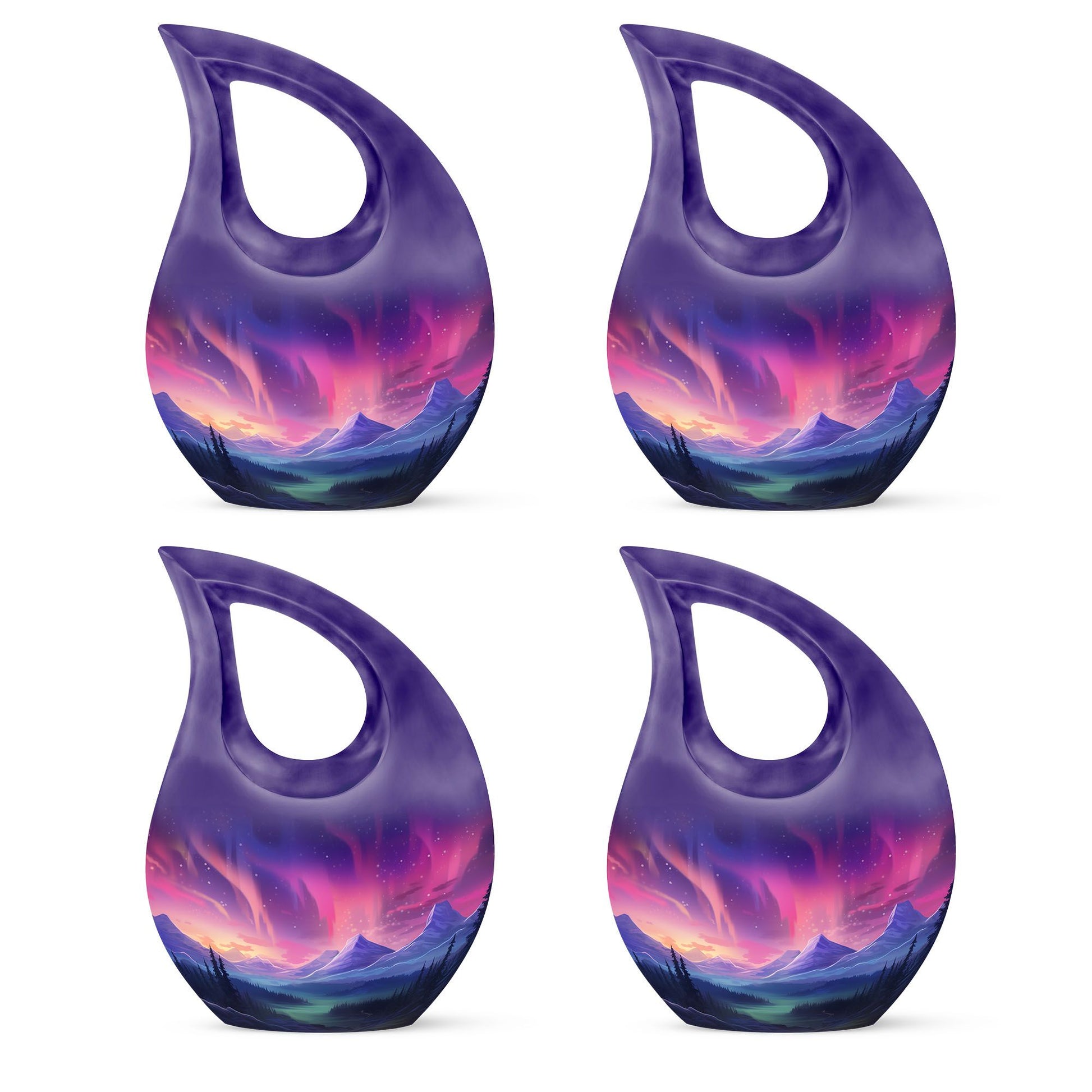 Evening Skies - Northern Light Teardrop, Heart Cremation Urn For Ashes