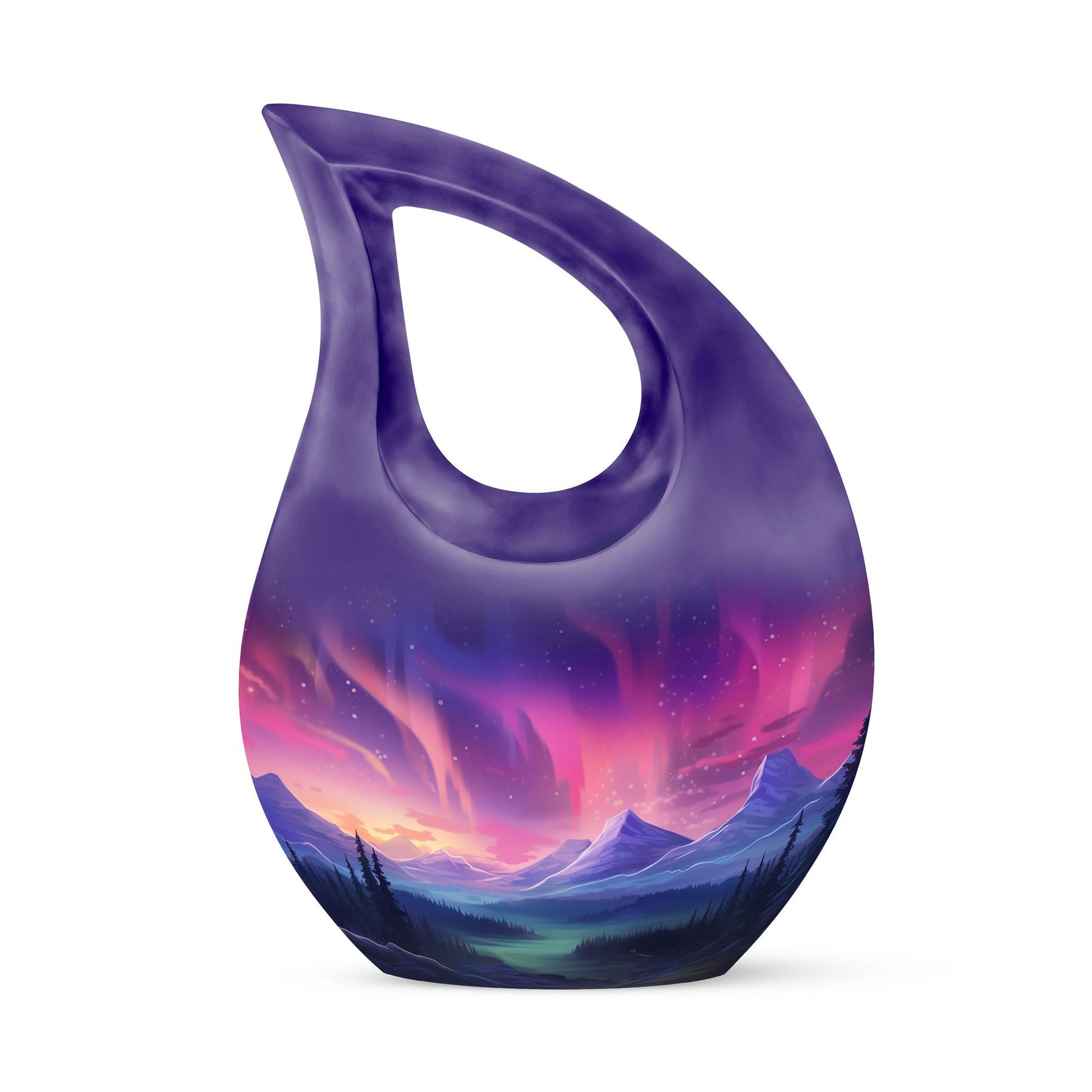 Evening Skies - Northern Light Teardrop, Heart Cremation Urn For Ashes