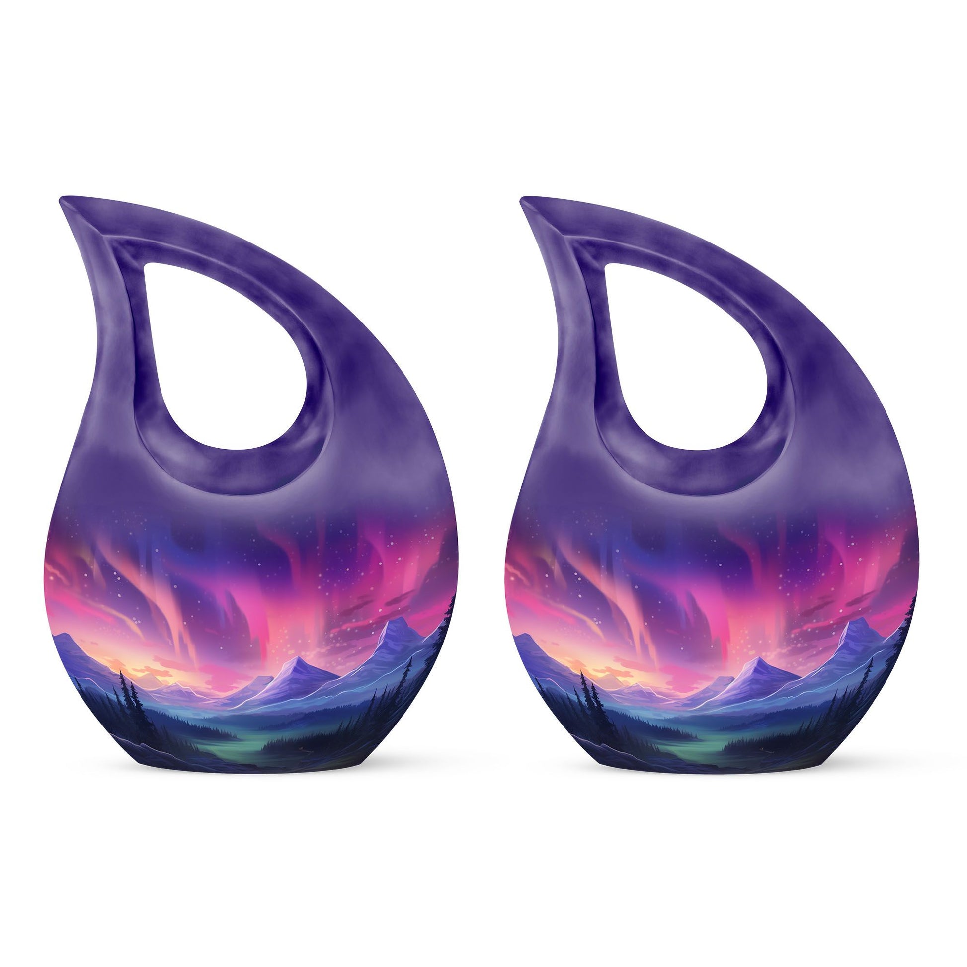 Evening Skies - Northern Light Teardrop, Heart Cremation Urn For Ashes