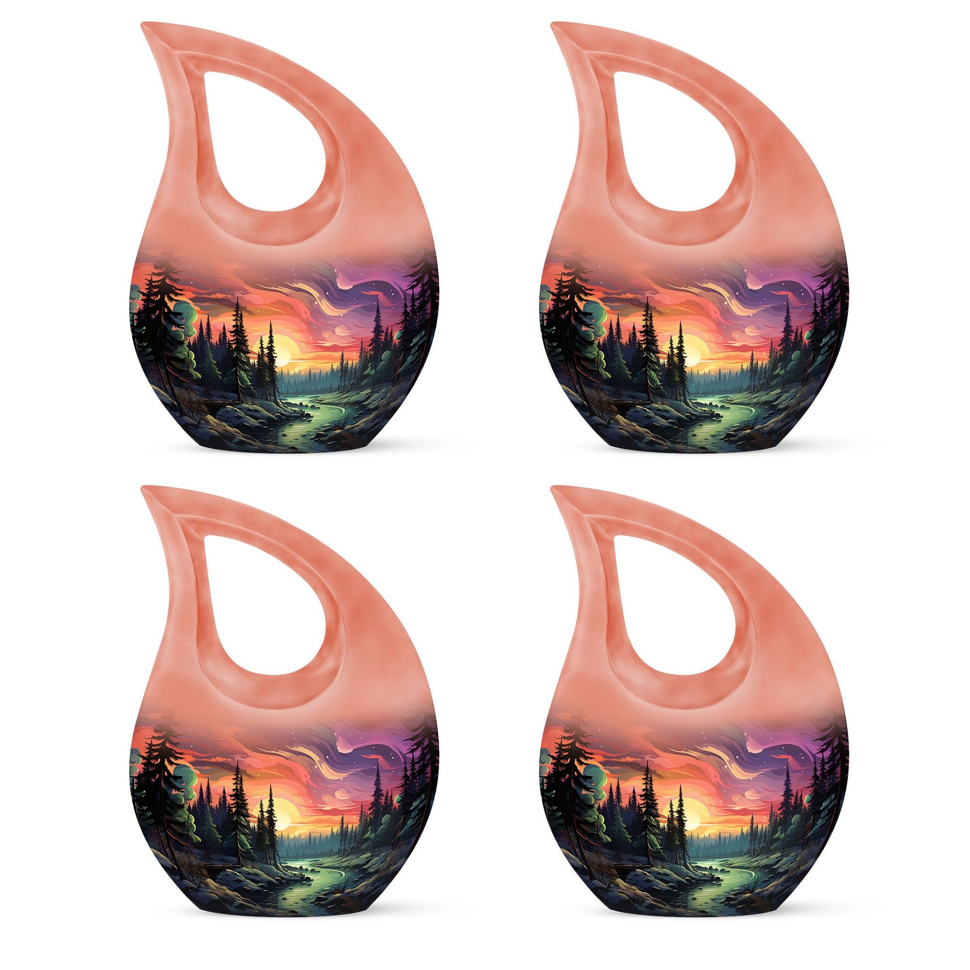 Twilight Forest - Northern Lights Large Teardrop, Heart Urn For Ashes