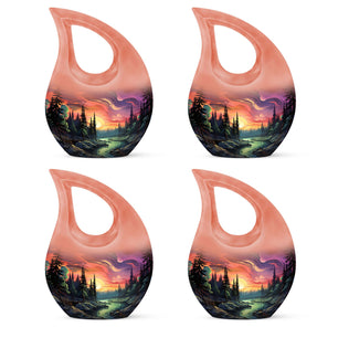 Twilight Forest - Northern Lights Large Teardrop, Heart Urn For Ashes