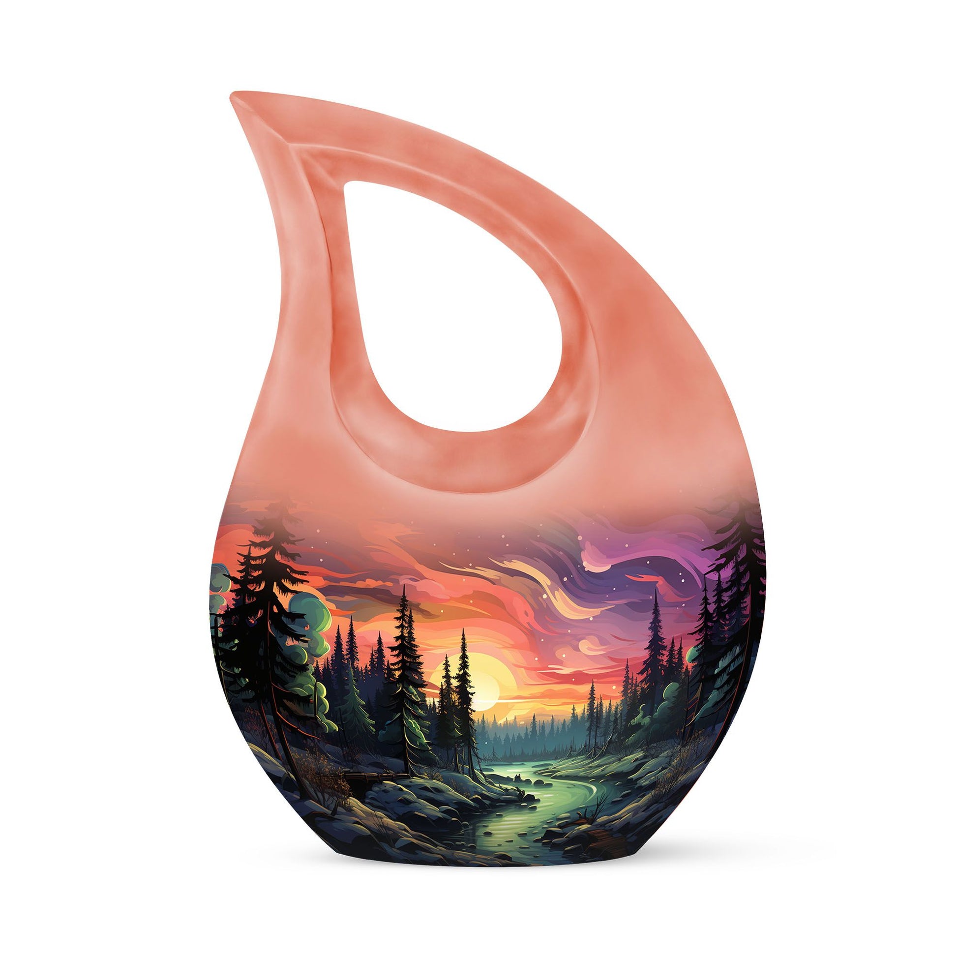 Twilight Forest - Northern Lights Large Teardrop, Heart Urn For Ashes