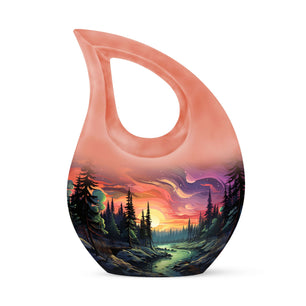 Twilight Forest - Northern Lights Large Teardrop, Heart Urn For Ashes
