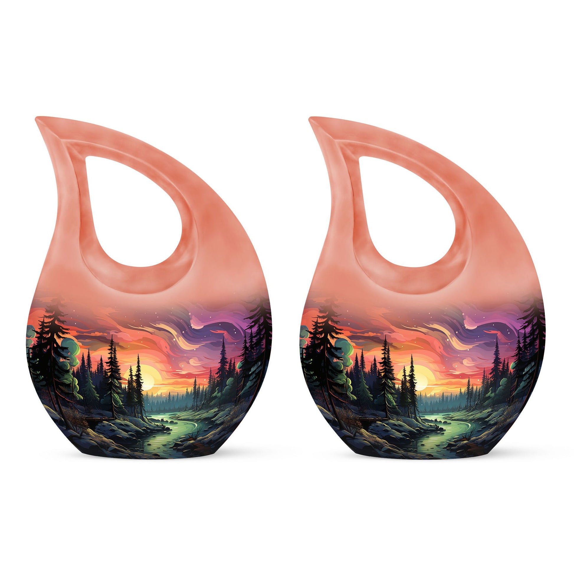 Twilight Forest - Northern Lights Large Teardrop, Heart Urn For Ashes