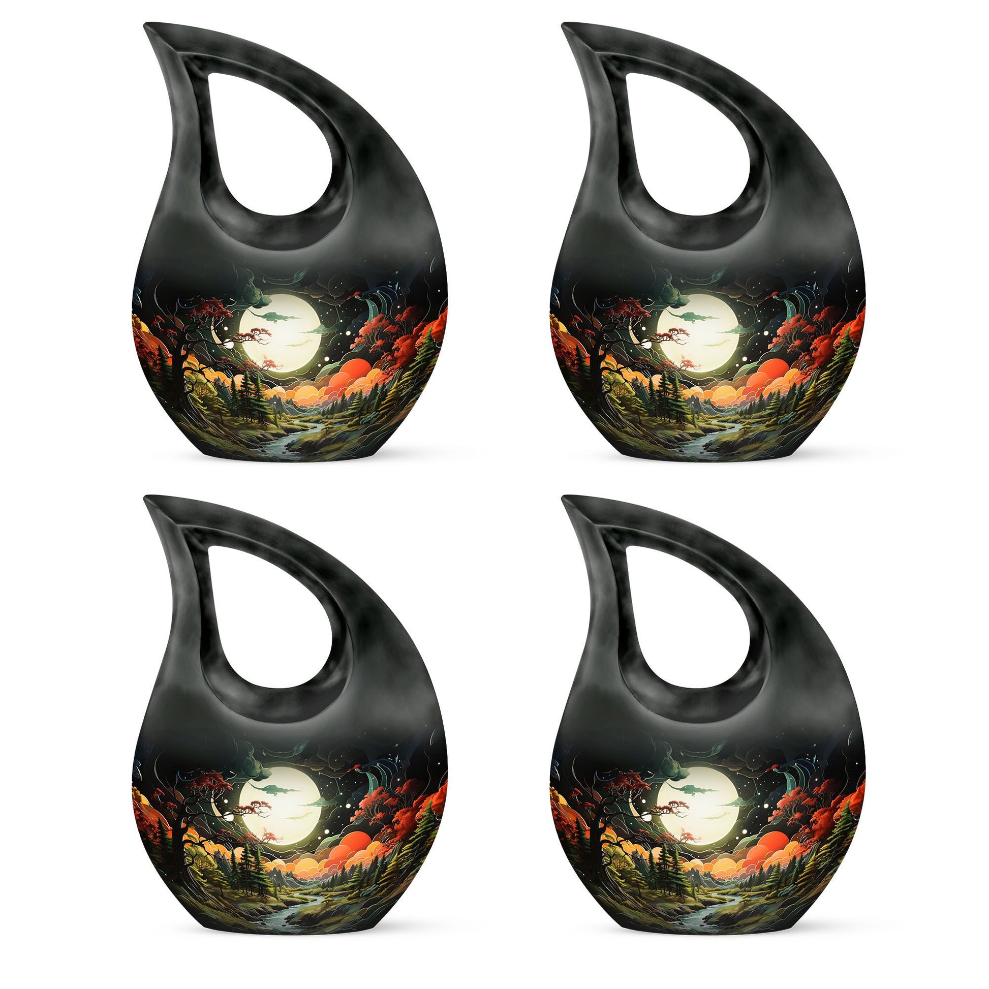 Lunar In Valley - Northern Lights Teardrop, Heart Cremation Urn
