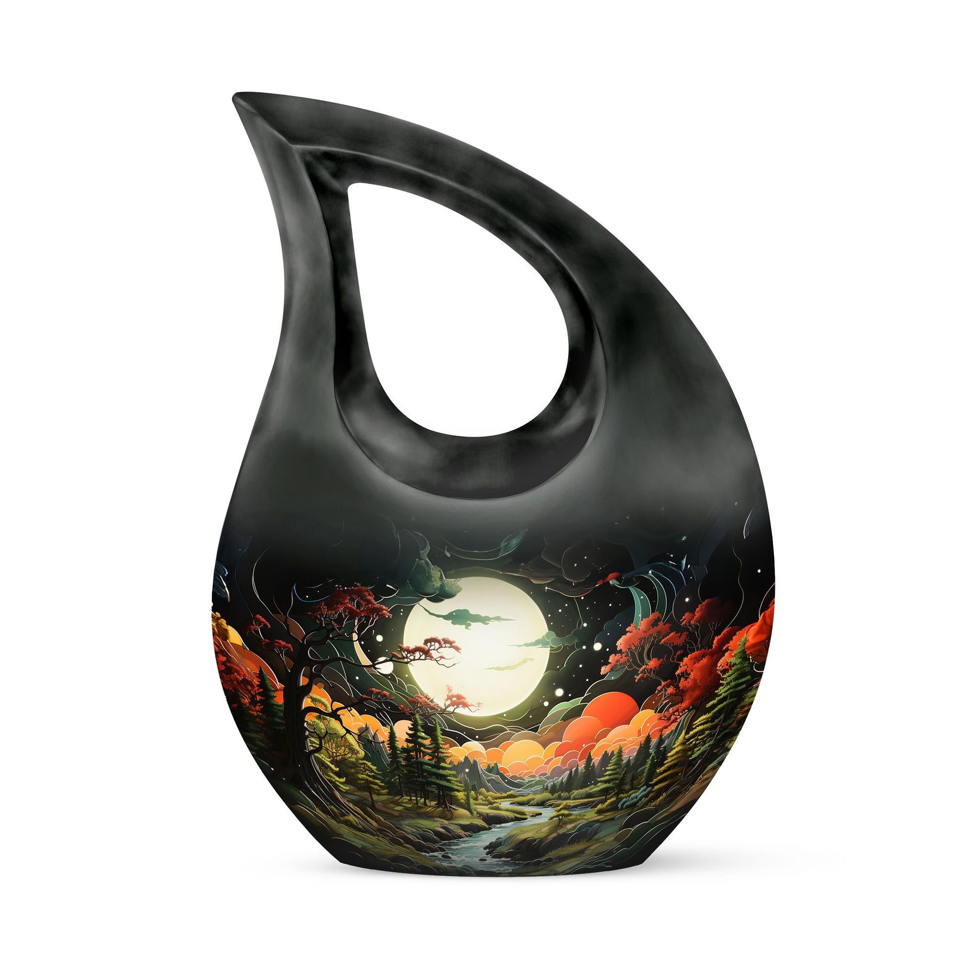 Lunar In Valley - Northern Lights Teardrop, Heart Cremation Urn