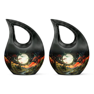 Lunar In Valley - Northern Lights Teardrop, Heart Cremation Urn