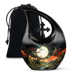 Lunar In Valley - Northern Lights Teardrop, Heart Cremation Urn