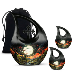 Lunar In Valley - Northern Lights Teardrop, Heart Cremation Urn