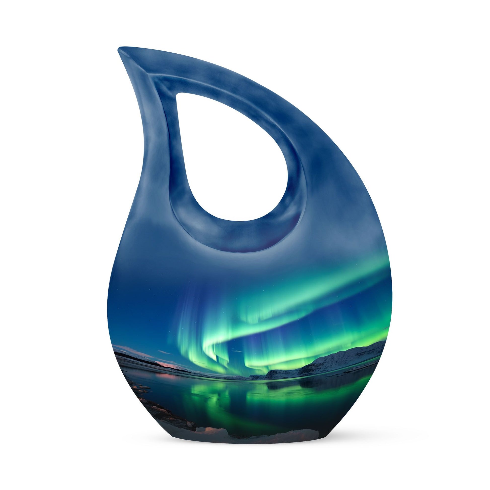 Frozen Landscape - Northern Lights Teardrop, Heart Cremation Urn