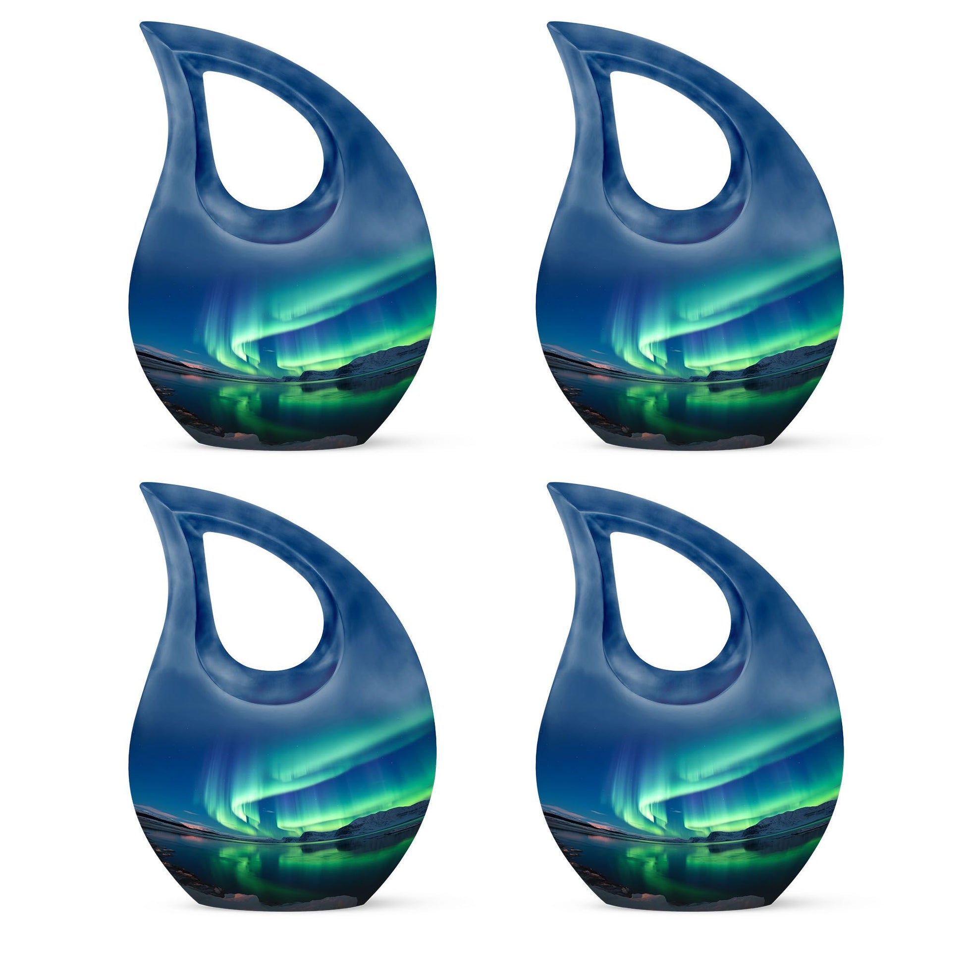 Frozen Landscape - Northern Lights Teardrop, Heart Cremation Urn