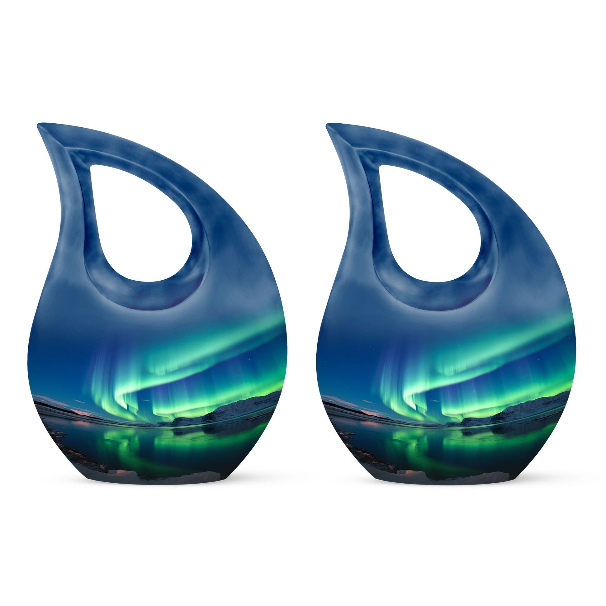 Frozen Landscape - Northern Lights Teardrop, Heart Cremation Urn